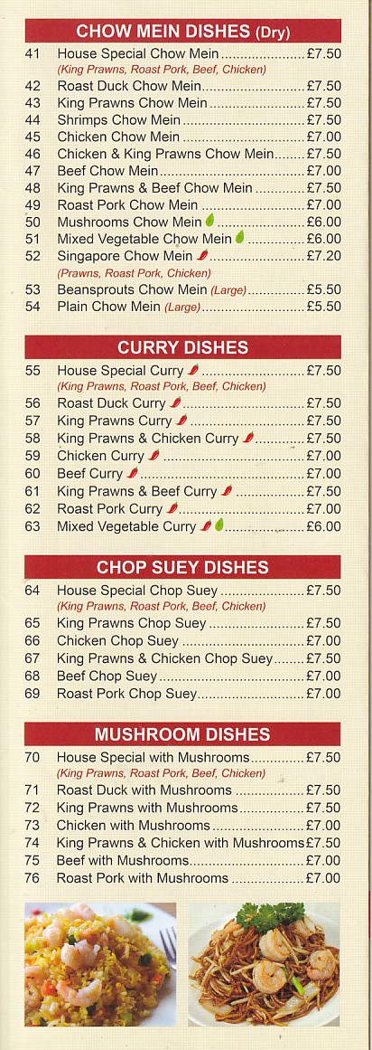 Menu of Lucky House, Chinese Takeaway Wrexham