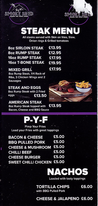 Smoke Shed Wrexham menu