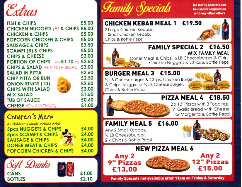 Menu of Denbigh Kebab Shop