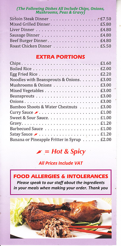 Rainbow house cantonese wrexham menu