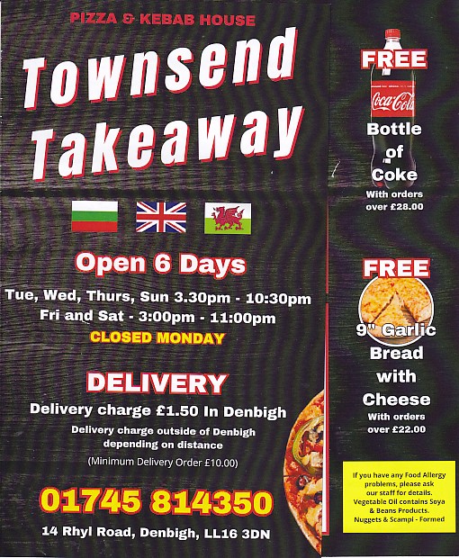 Townsend Takeaway Denbigh Menu