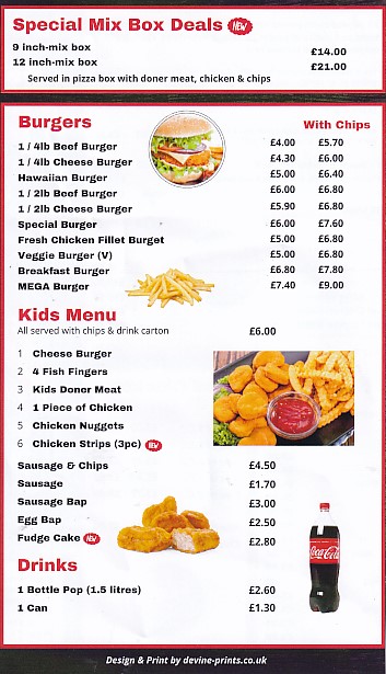 Townsend Takeaway Denbigh Menu